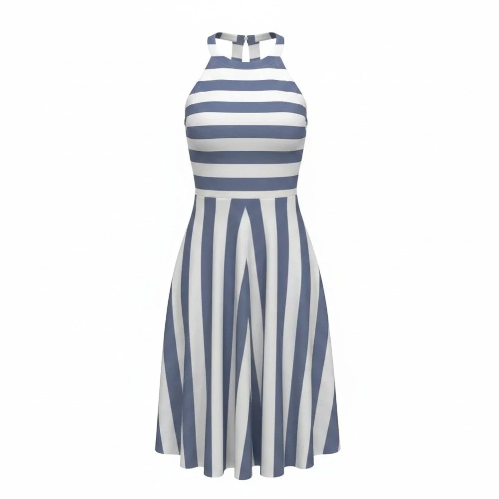 Eliza J Nautical Euro Summer Beachy Womens size‎ 4 Fit & Flare Open Back Dress